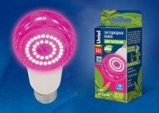 Лампа св/д для рассады и растений Uniel A60 E27 14W 16мкм/с прозр. 60x110 LED-A60-14W/SPSB/E27/CL